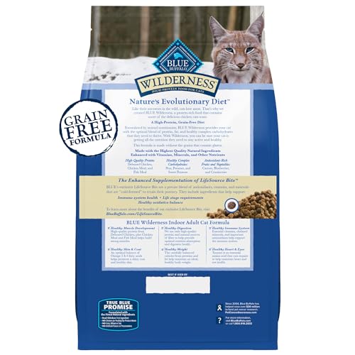 Blue Buffalo Wilderness Grain-Free Excessive-Protein Dry Cat Meals for Indoor Grownup Cats, Hen Taste, 5-lb Bag