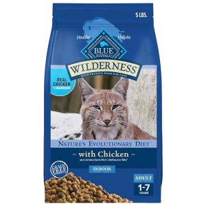 Blue Buffalo Wilderness Grain-Free Excessive-Protein Dry Cat Meals for Indoor Grownup Cats, Hen Taste, 5-lb Bag