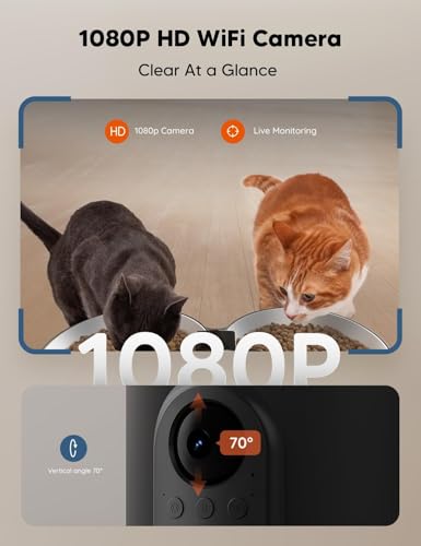 WOPET 6L Automated Cat Feeder with Digital camera for Two Cats - 1080p HD Canine Feeder, 5G WiFi Pet Feeder with Night time Imaginative and prescient, SD Card Storage, and 2-Method Audio, Black